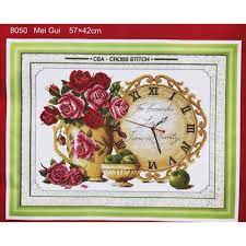 Tranh thêu chữ thập Đồng Hồ Bình Hoa 8050 (57x42cm) chưa thêu