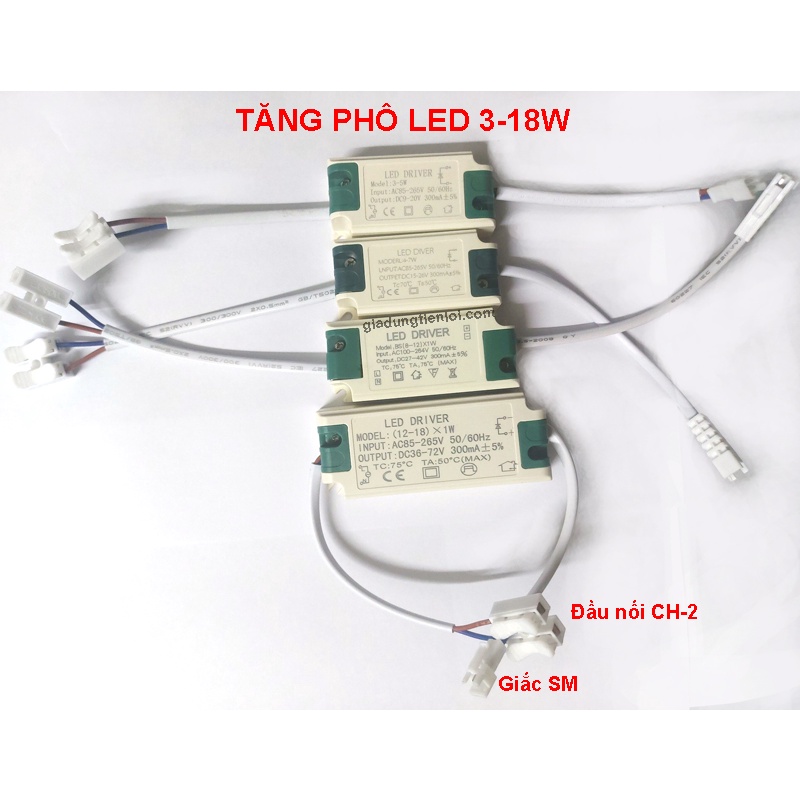 Nguồn tăng phô đèn led 3W đến 18W  đèn chiếu sáng âm trần