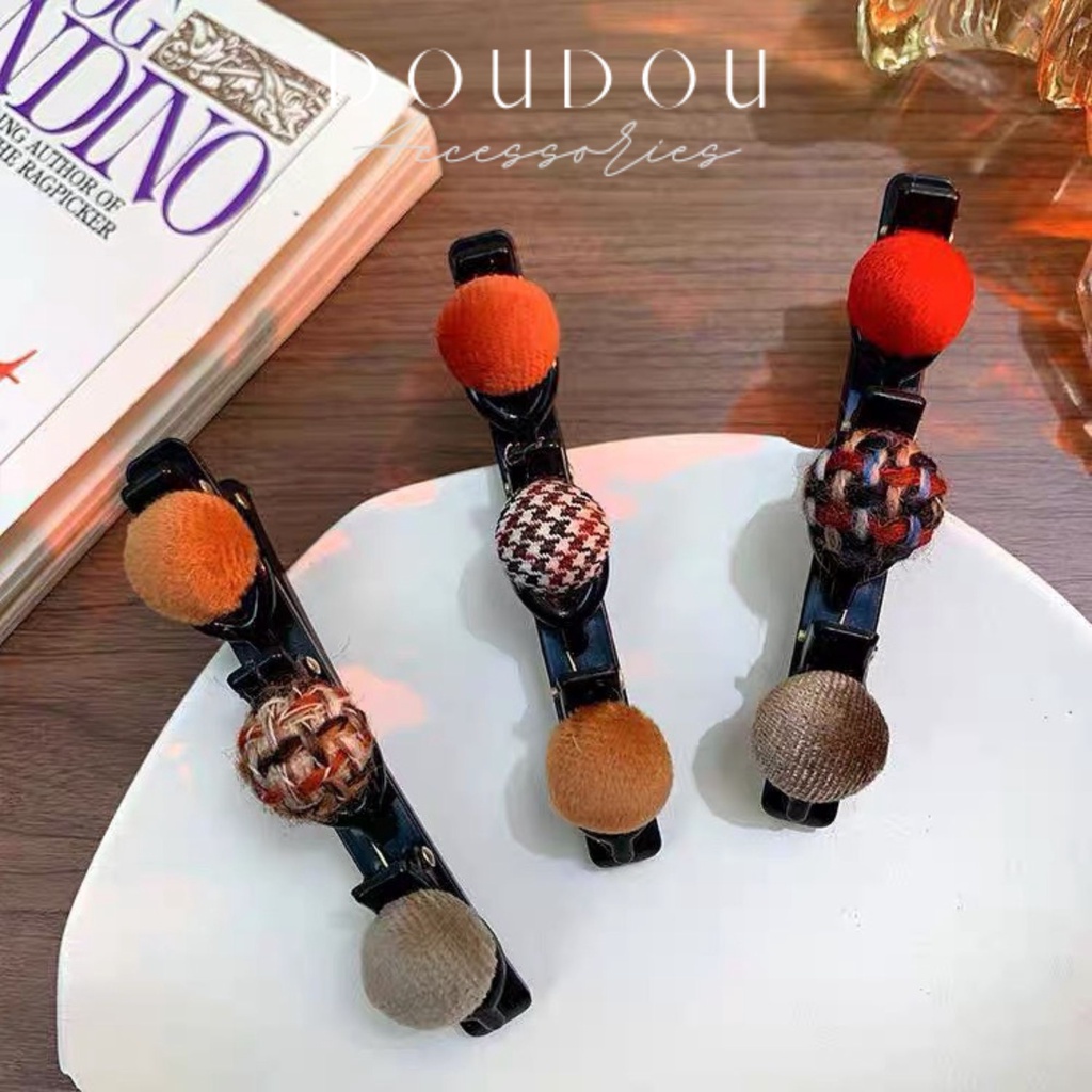 Phụ kiện kẹp tóc xinh Doudou Cặp tóc Kẹp mái kiểu tóc tết chất liệu nhung cao cấp phong cách Hàn Quốc thời trang FJ021