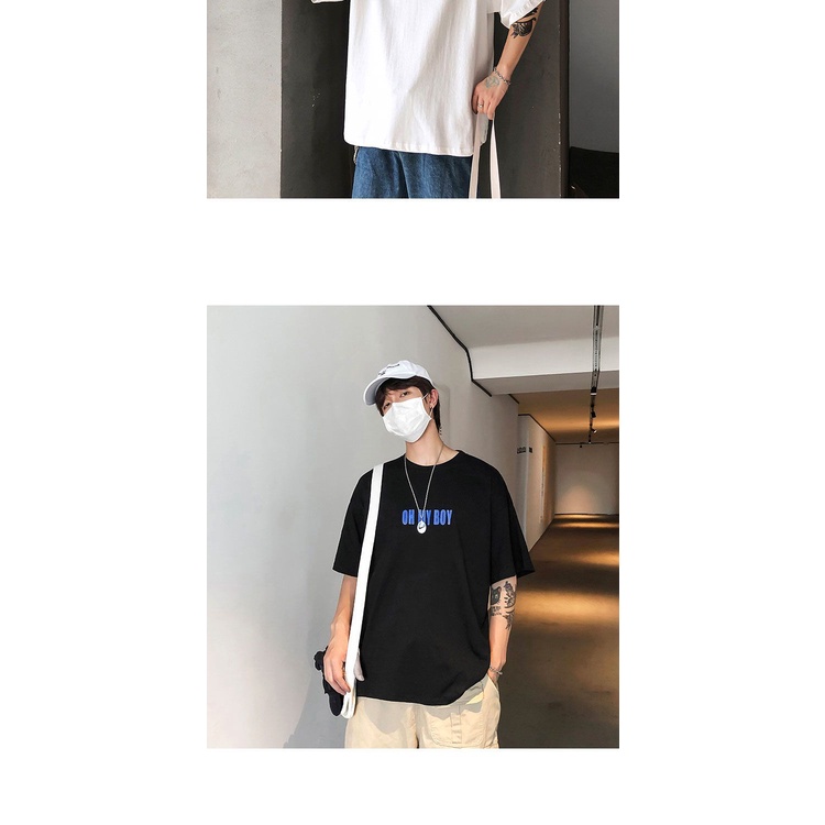 Áo Thun Tay Ngắn Cổ Tròn Dáng Rộng In Chữ Phong Cách Hàn Quốc Thời Trang Mùa Hè Cho Nam