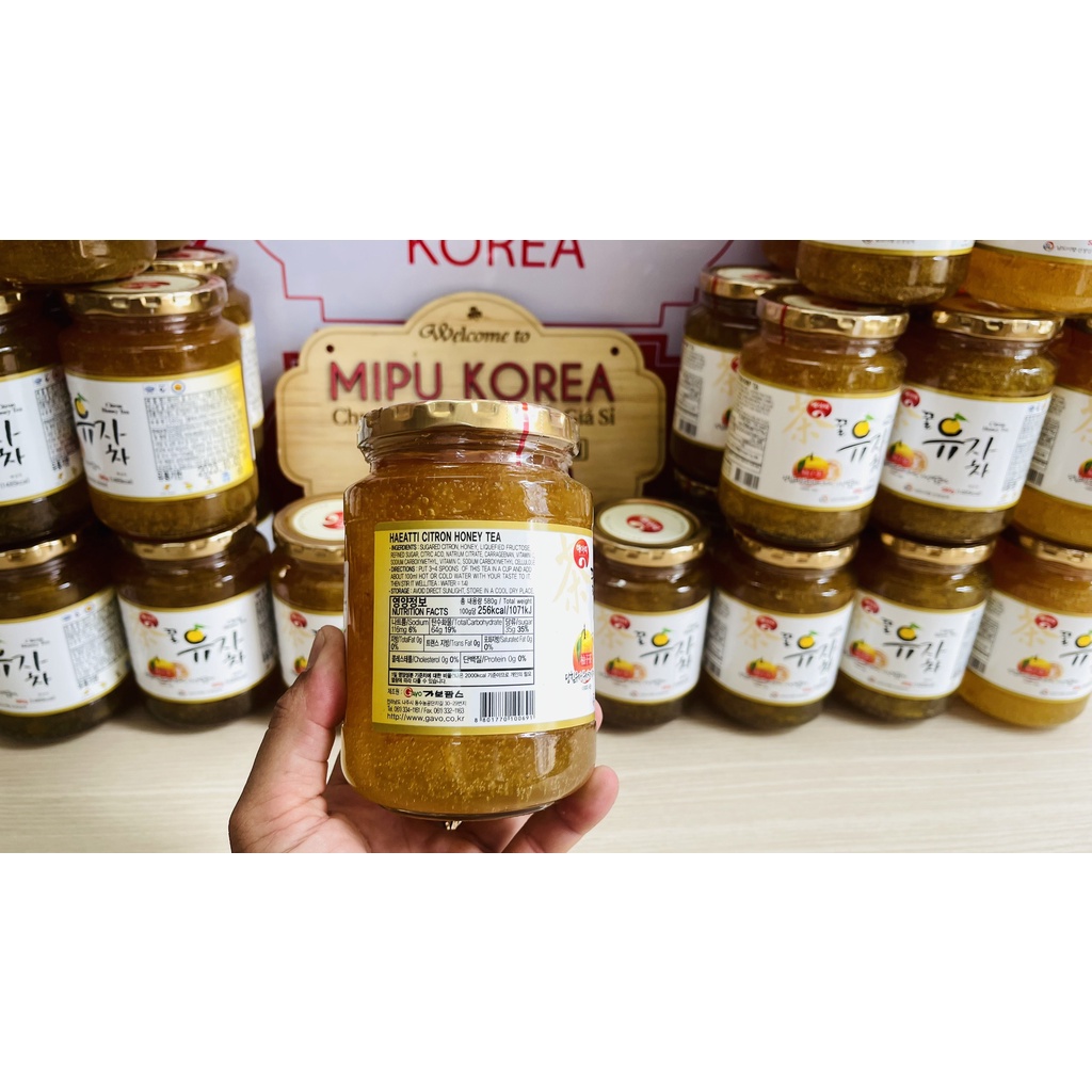 Mật Ong Chanh Đào Hàn Quốc Hũ 580g Citron HoneyTea