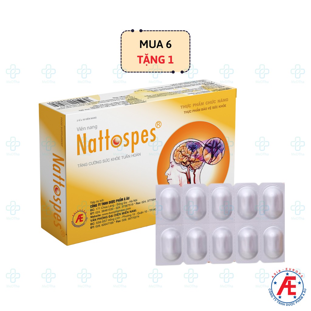 Nattospes - Tăng Cường Tuần Hoàn Não, Phòng ngừa Tai Biến Mạch Máu Não, Đột Quỵ do Tắc Mạch (Hộp 30 viên) [Chính Hãng]