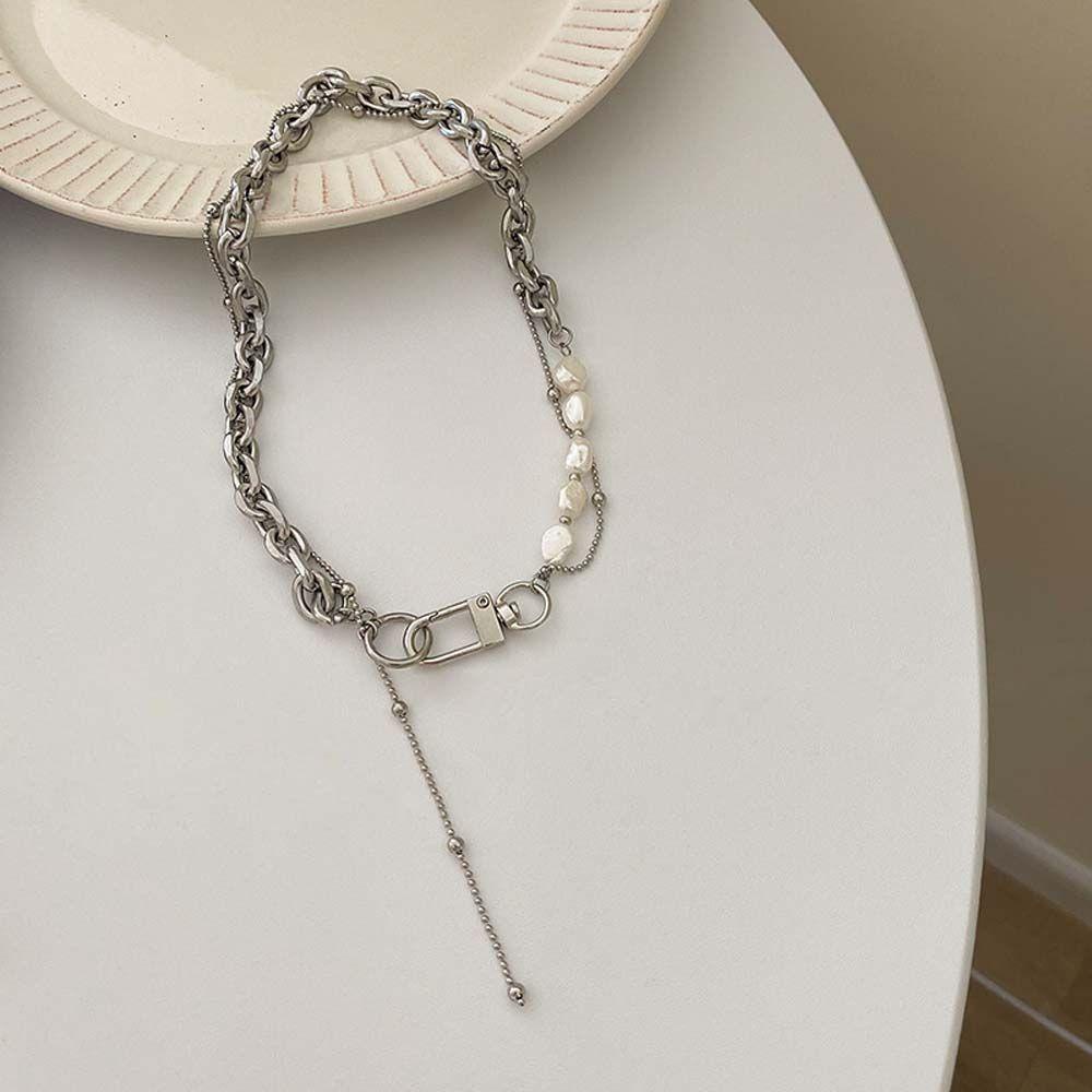 Vòng cổ Hợp Kim Hai Lớp Phối Tua Rua Thời Trang Cho Nữ