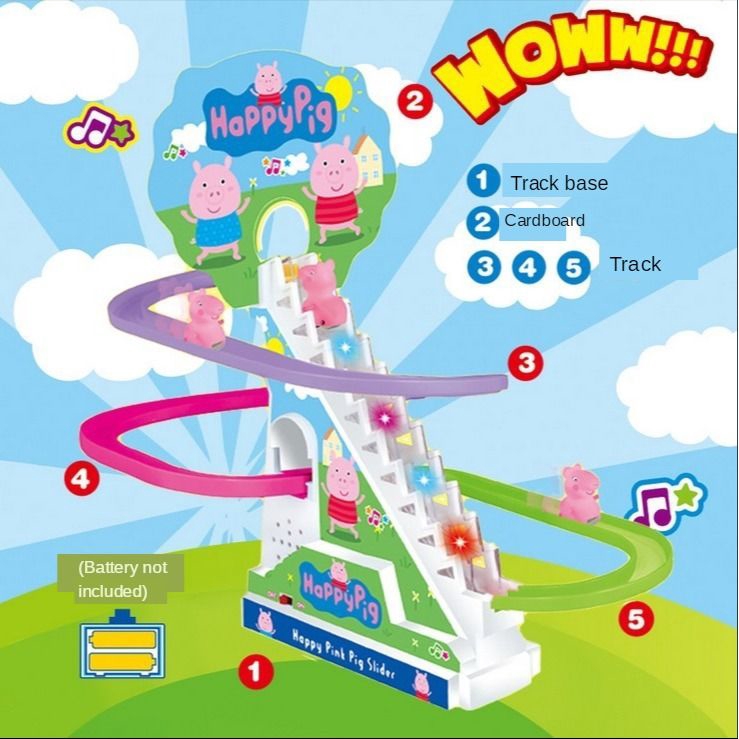 Funny Happy Pig Climbing Stairs Music Toys For Kids Parent-Child Puzzle  Slide Interactive Toys Electric Railcar Music Birthdays Gifts