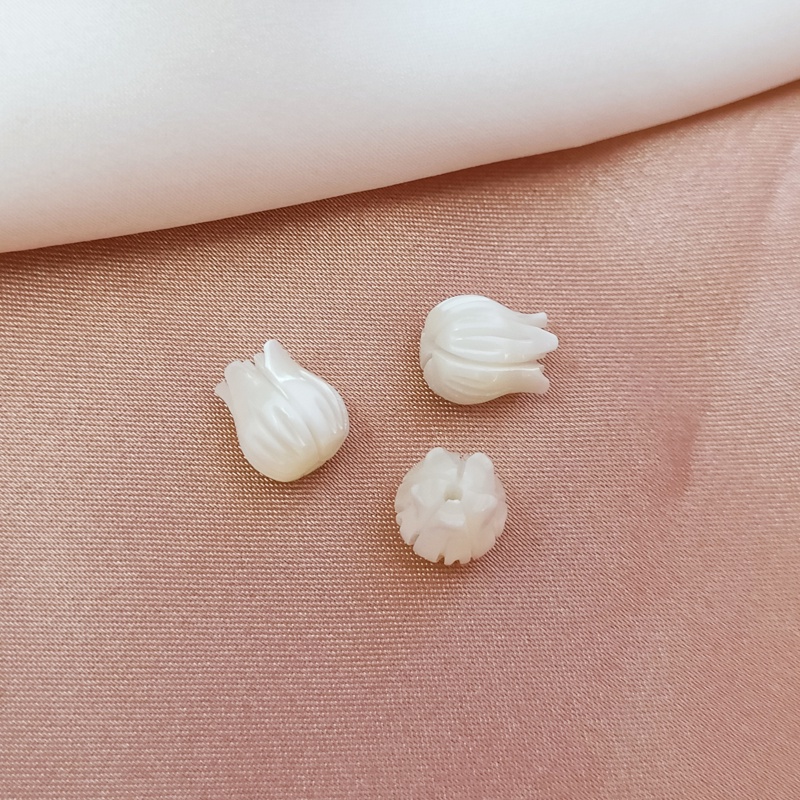 Bông Tai DIY Khắc Hình Vỏ Sò / Hoa Tulip Lily / Bud Xuyên Qua Lỗ Làm Bằng Tay