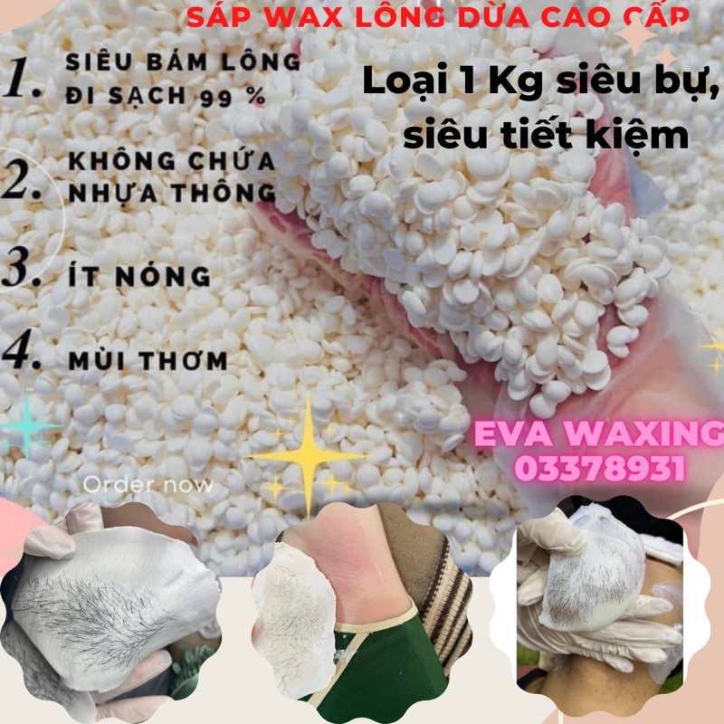 (Túi to tiết kiệm 200g, 500g,1000g) Sáp wax lông sữa dừa coconut cao cấp, siêu thơm, siêu bám lông