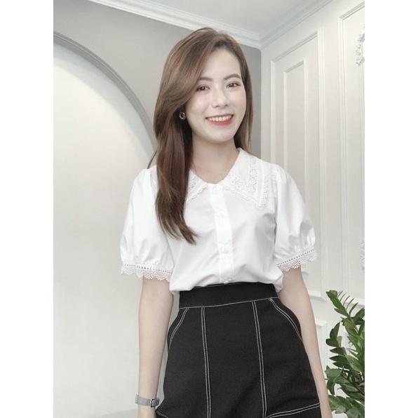 SOMI TRẮNG CỔ TO PHỐI REN