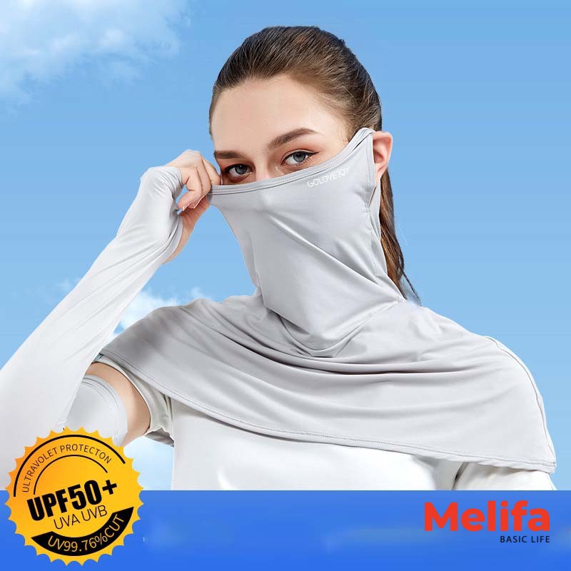 Khăn trùm mặt chống nắng, bảo vệ mặt và cổ vai chống tia UV UPF50+ chất cotton lụa mã K0161 | BigBuy360 - bigbuy360.vn