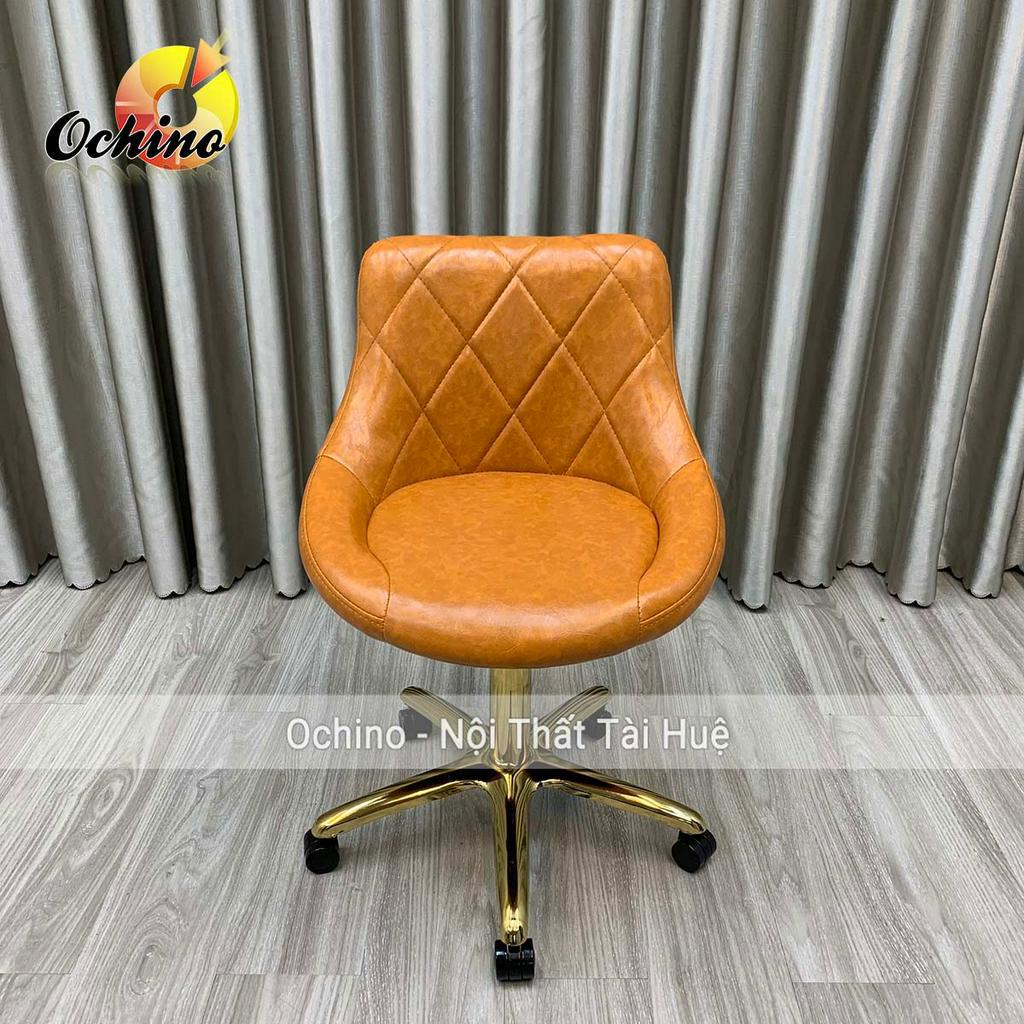 Ghế Xoay Văn Phòng, Ghế Makeup Chân Bánh Xe Vàng Sao Mẫu Nỉ Da Cao Cấp (Hàng Sẵn)