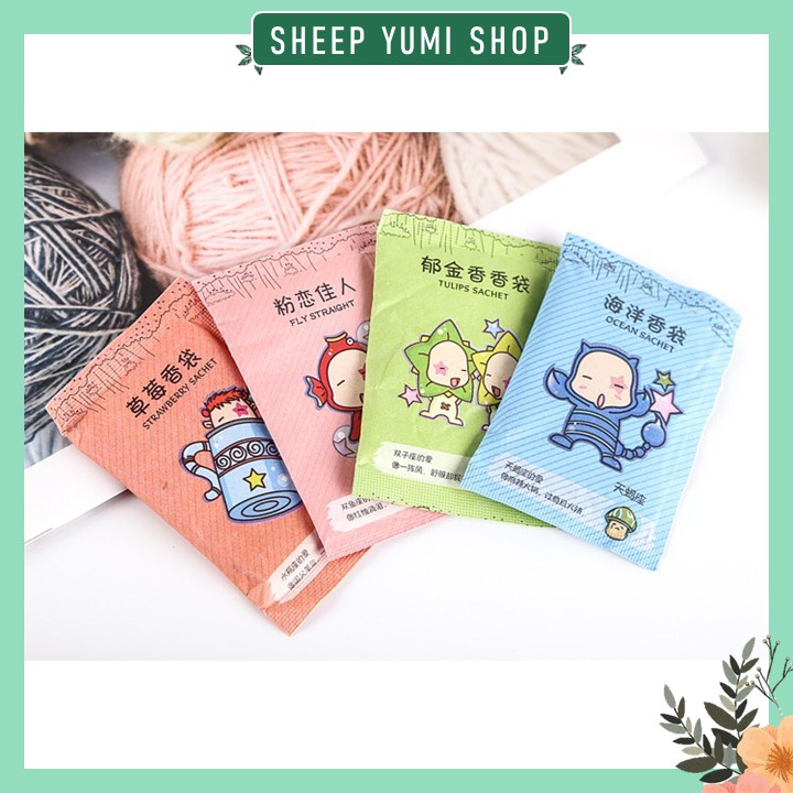 Combo 100 Túi Thơm Khử Mùi Mini 12 Cung Hoàng Đạo Để Tủ Quần Áo, Giày Dép, Túi Xách SHEEP YUMI SHOP TT01