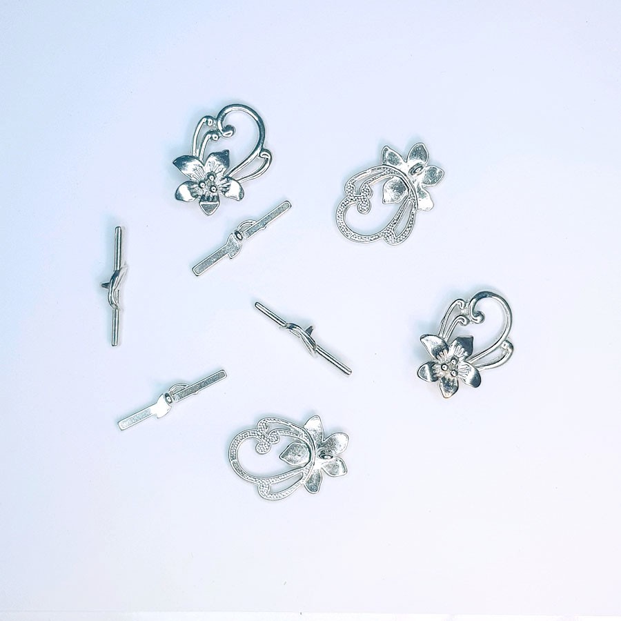 [K14T] Phụ kiện trang sức (DIY) - Chốt khóa Móc chéo kiểu OT hoa lan làm vòng cổ vòng tay