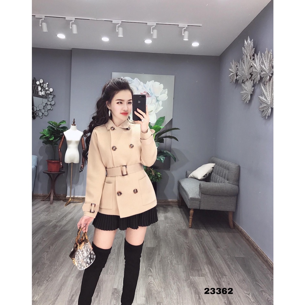 23362	KH23362-KHoác len 2 hàng cúc đai tay 2 túi + đai 9910 XD