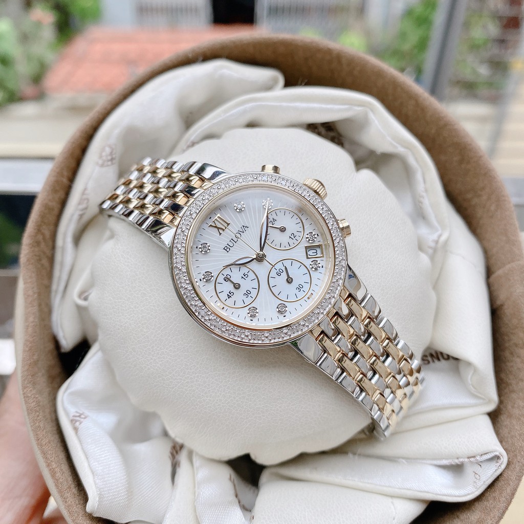 Đồng hồ nữ Bulova 98R214 Chronograph - máy Quartz - chống nước 30m - size 30mm chính hãng