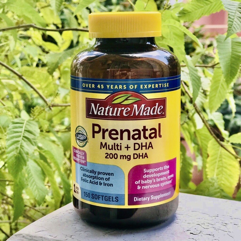 ♥️🌺[HSD 02/2023] Vitamin bà bầu Nature Made PRENATAL Multi + DHA 200mg của Mỹ 150 viên