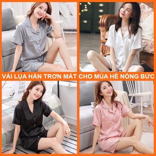 Bộ Lụa Mặc Nhà Nữ Trơn Cộc Tay Quần Cộc Chất Lụa Siêu Mềm ( Hàng Luôn Sẵn) FE4