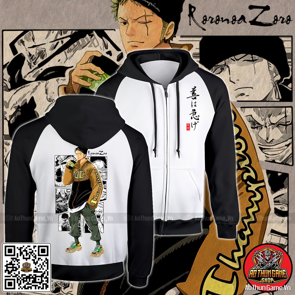 Áo khoác One Piece Zoro K06, Áo khoác hoodie Anime Manga One Piece Roronoa Zoro Unisex Nam Nữ