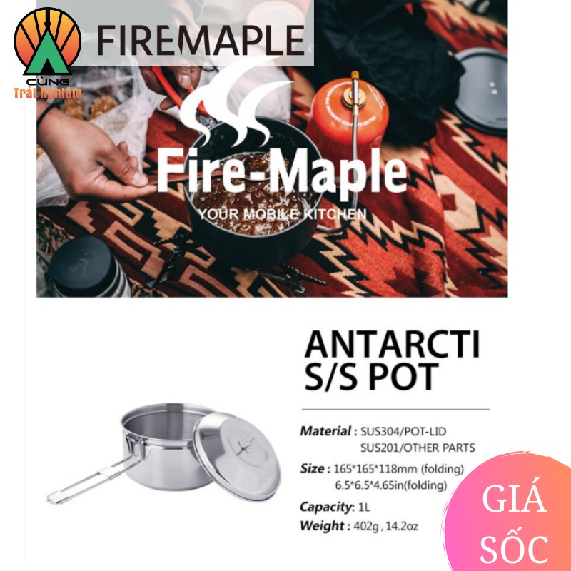 [CHÍNH HÃNG] Nồi Antarcti Thép Không Gỉ Chuyên Dụng Fire Maple Cho Nấu Ăn Ngoài Trời Antarcti stainless steel pot