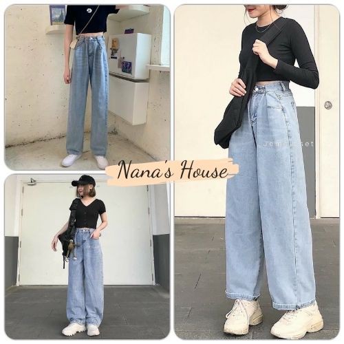 Quần Culottes Jeans Nữ Dáng Thụng  Nana's House - FREESHIP  Quần cul nữ dáng thụng chất jeans màu xanh basic