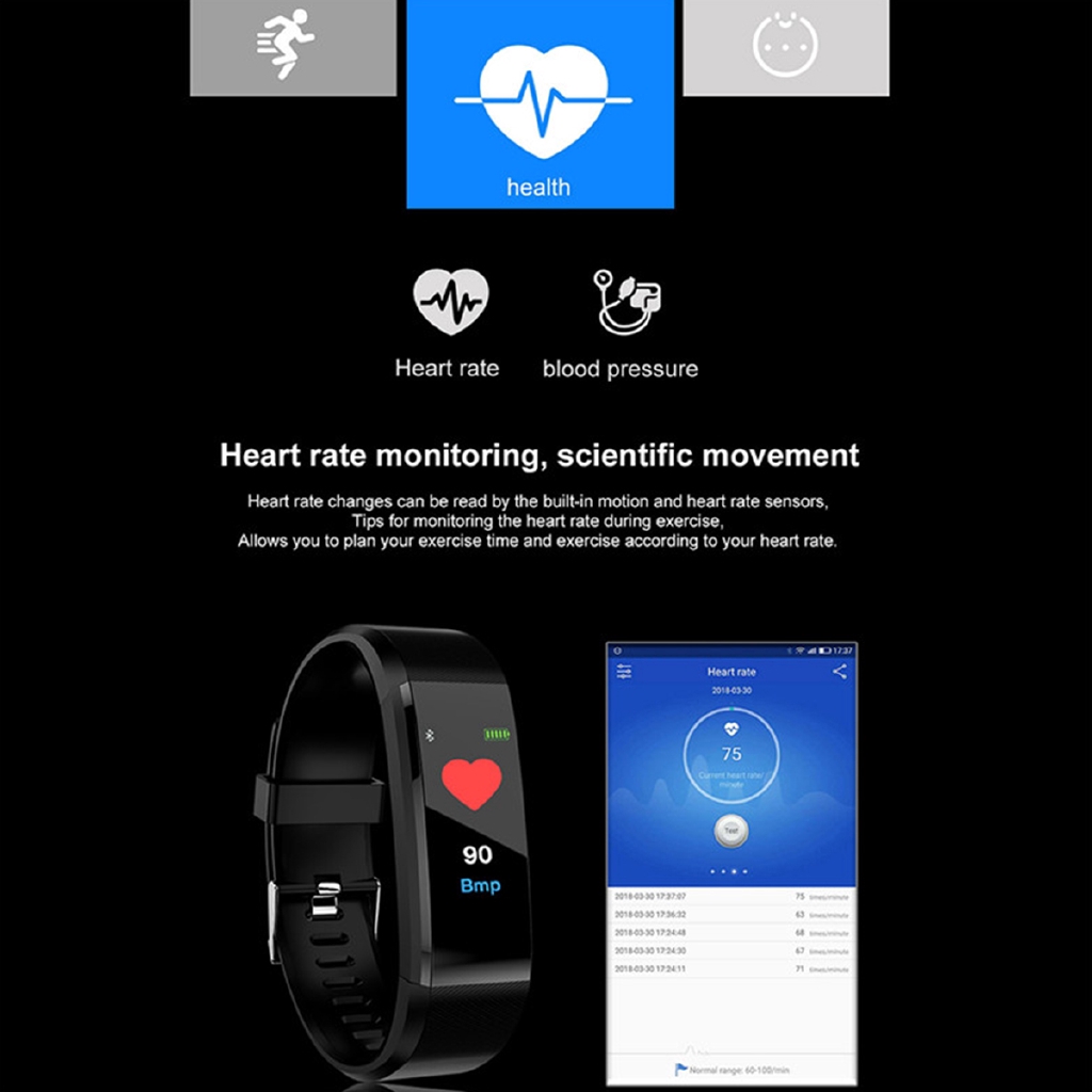 ID115 Plus Color Smart Watch Fitness Tracker Sleep Monitoring Heart Rate