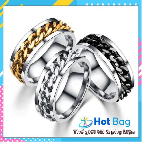 Nhẫn khui bia Titan dây xích xoay phong cách thời trang trẻ trung cá tính cho nam nữ