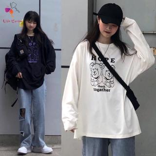 Áo thun nữ tay dài in hình gấu teddy dễ thương