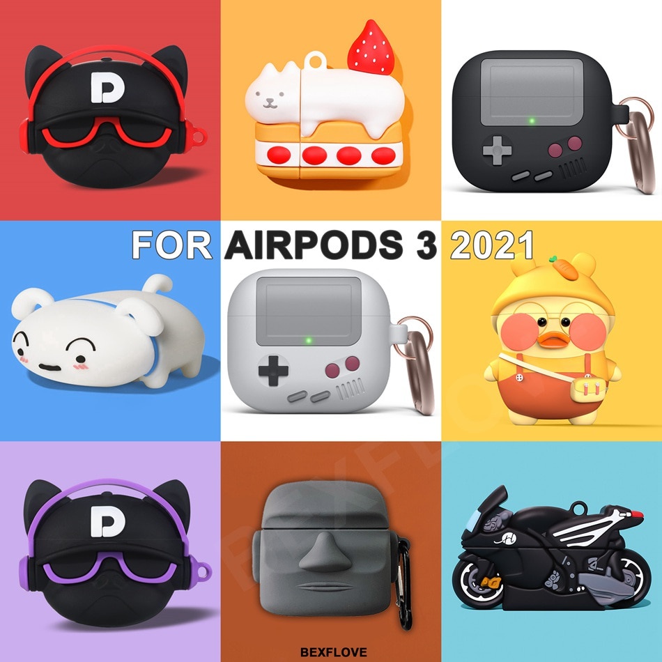 Vỏ bảo vệ hộp sạc tai nghe Airpods 3 Pro 2 3 bằng silicon hình chú cún 3D đáng yêu