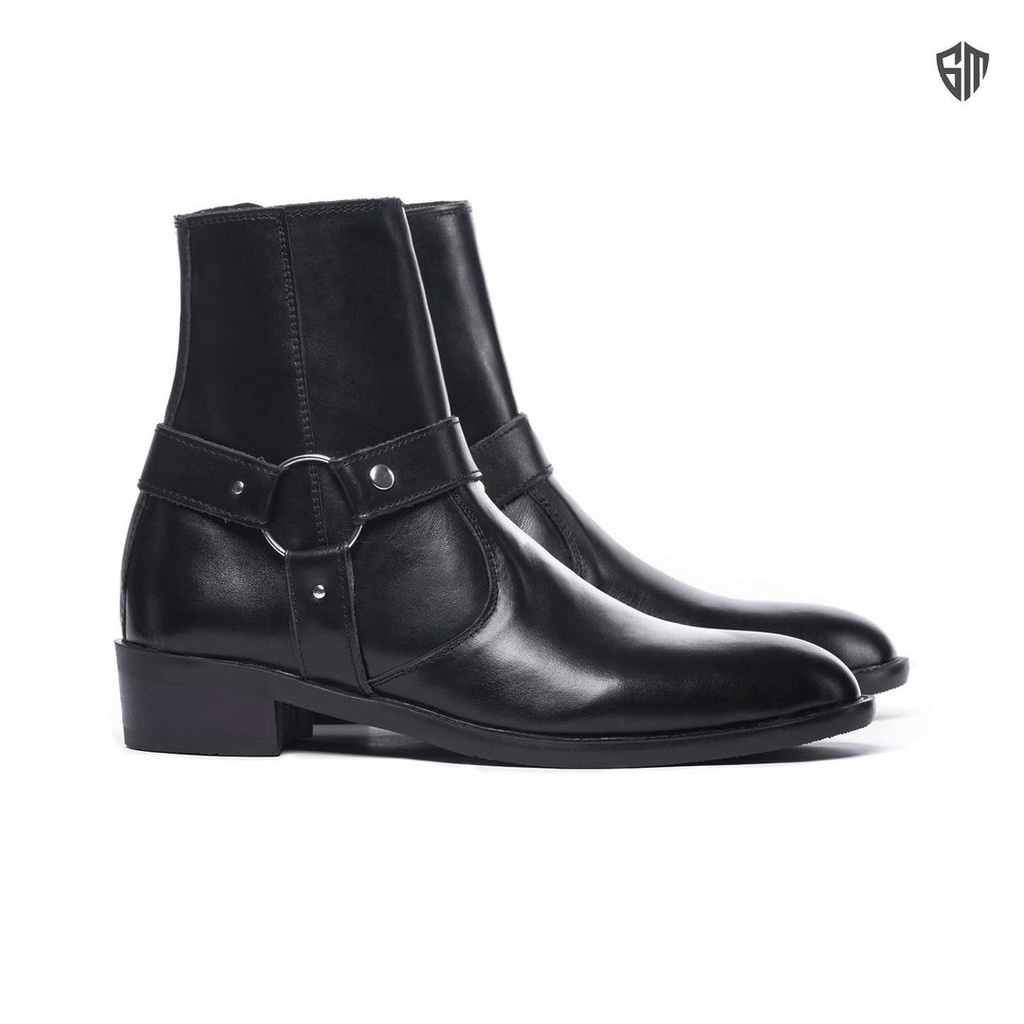 Giày Harness Boot chất liệu da bò nguyên tấm đế cao su đúc