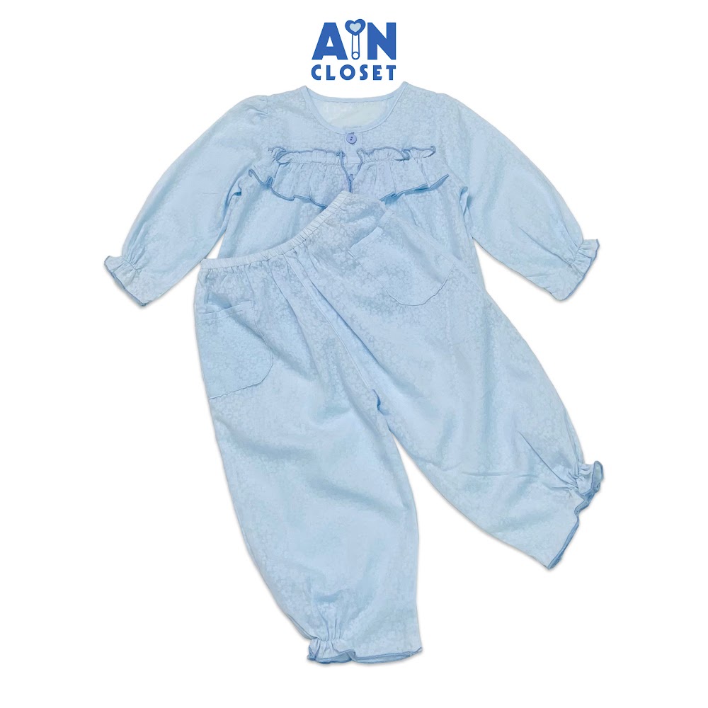 Bộ quần áo dài bé gái họa tiết Hoa xanh lơ in chìm boi mịn - AICDBGEKOZX5 - AIN Closet