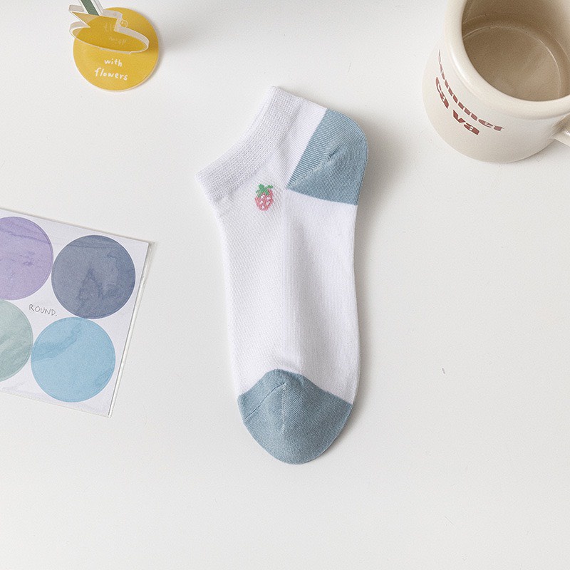 Vớ nữ cổ thấp, tất nữ cổ ngắn họa tiết cute dễ thương, set 5 đôi phong cách Hàn Quốc