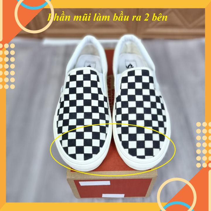 Giày thể thao phối màu cờ Ca ro Lười Slipon cho Nam Nữ