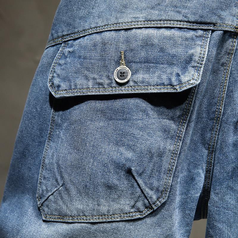 Quần Short Jeans Phối Túi Hộp Thời Trang Cho Nam