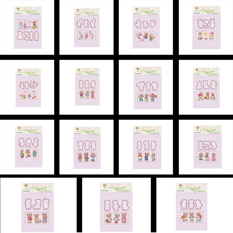 Khuôn Silicone Hình Gấu + Khuôn Cắt Giấy Kim Loại Trang Trí Scrapbook