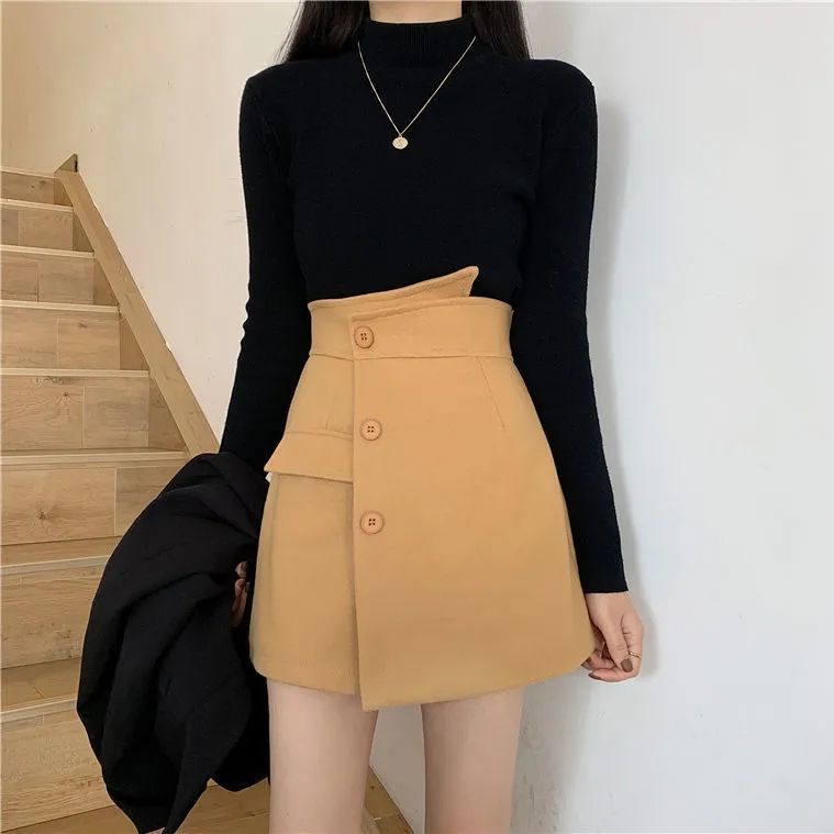 COZOK Chân Váy Lưng Cao Dáng Ôm Phong Cách Thời Trang Hàn Quốc