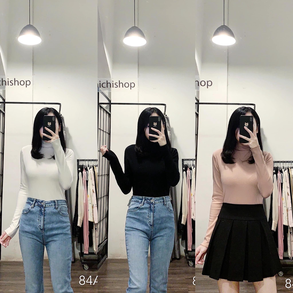 Áo len cổ lọ dài tay freesize trơn nhiều màu - 84A04