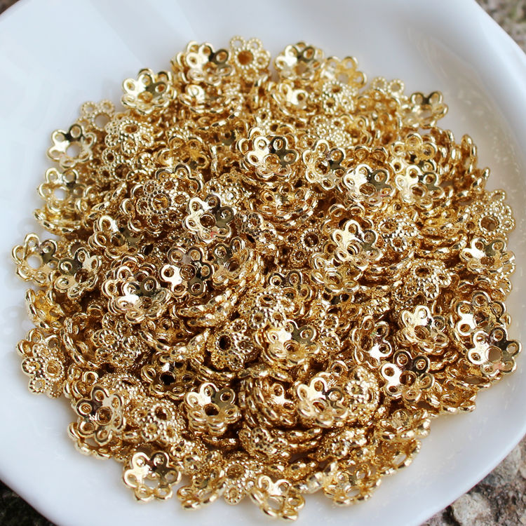 Hạt Cườm Rỗng Hình Bông Hoa 14K Màu Vàng Dùng Làm Vòng Tay/Vòng Tay DIY