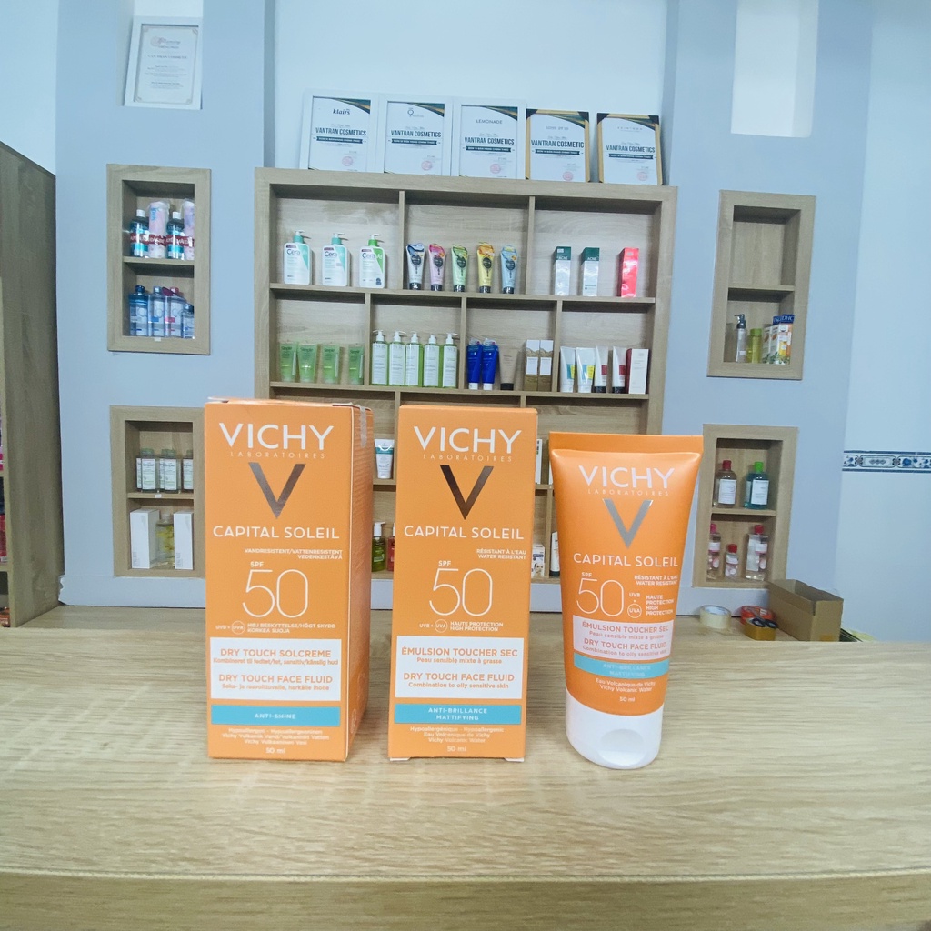 [Có Tem Phụ ] Kem chống nắng Vichy không nhờn rít SPF 50 UVA +UVB Capital Soleil Mattifying Dry Touch Face Fluid 5