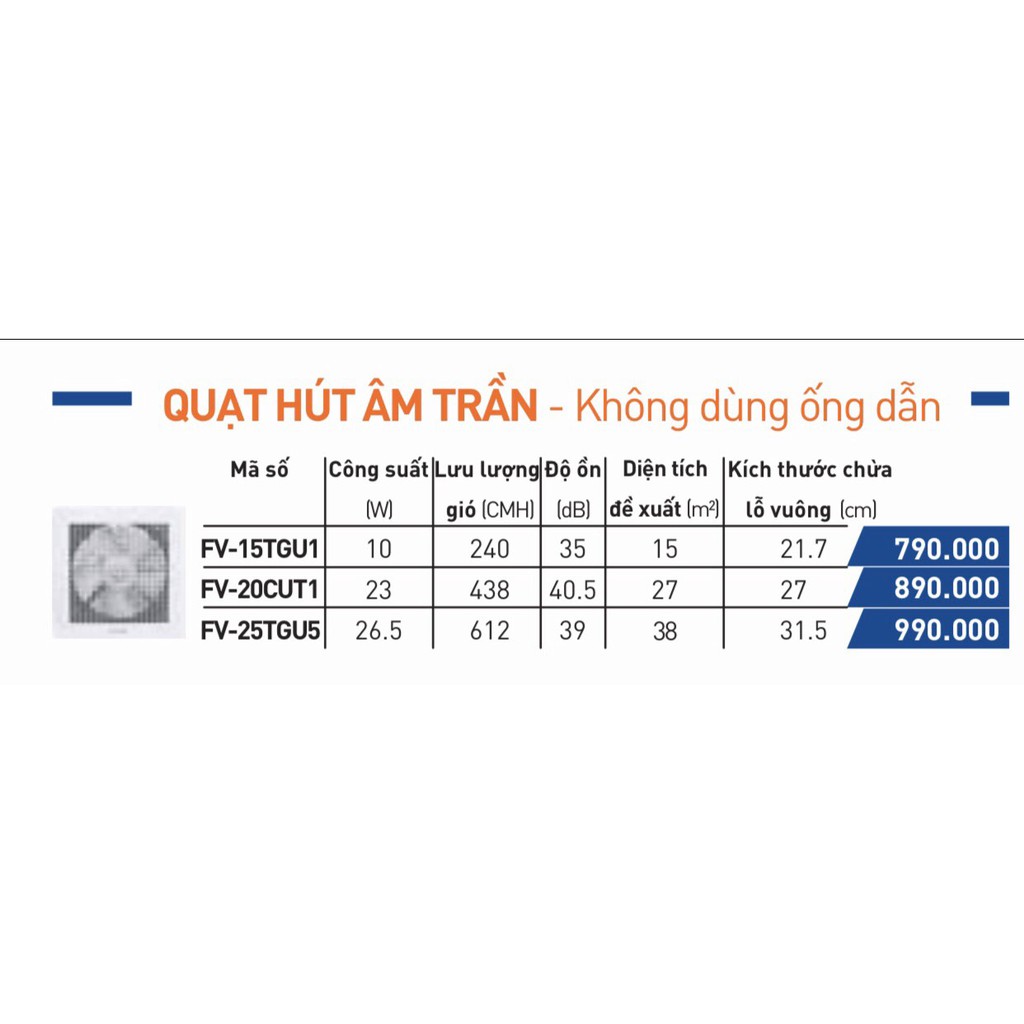 Quạt hút âm trần Panasonic không ống nối, mã: FV-15TGU1 - hàng chính hãng