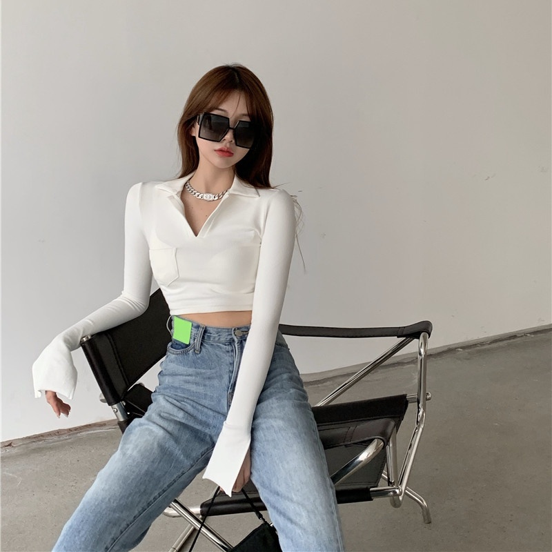 Áo khoác tay dài cổ bẻ dáng ôm thời trang mùa thu | BigBuy360 - bigbuy360.vn