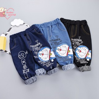 Quần jean dài in hình doraemon đáng yêu thời trang cho bé