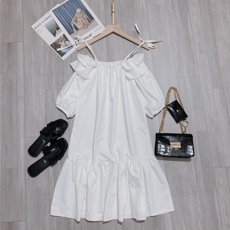 Váy Babydoll đuôi cá,Váy Babydoll bèo vai đuôi cá Chất thô lụa mềm cực sang chảnh. | BigBuy360 - bigbuy360.vn