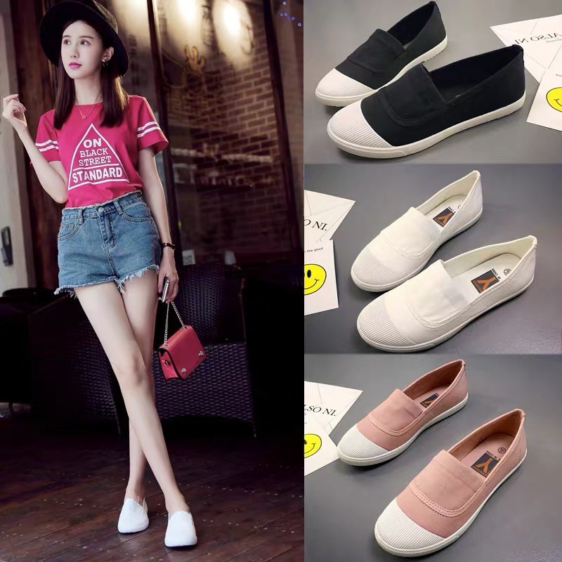 Giày vải slip on phối màu loại đẹp