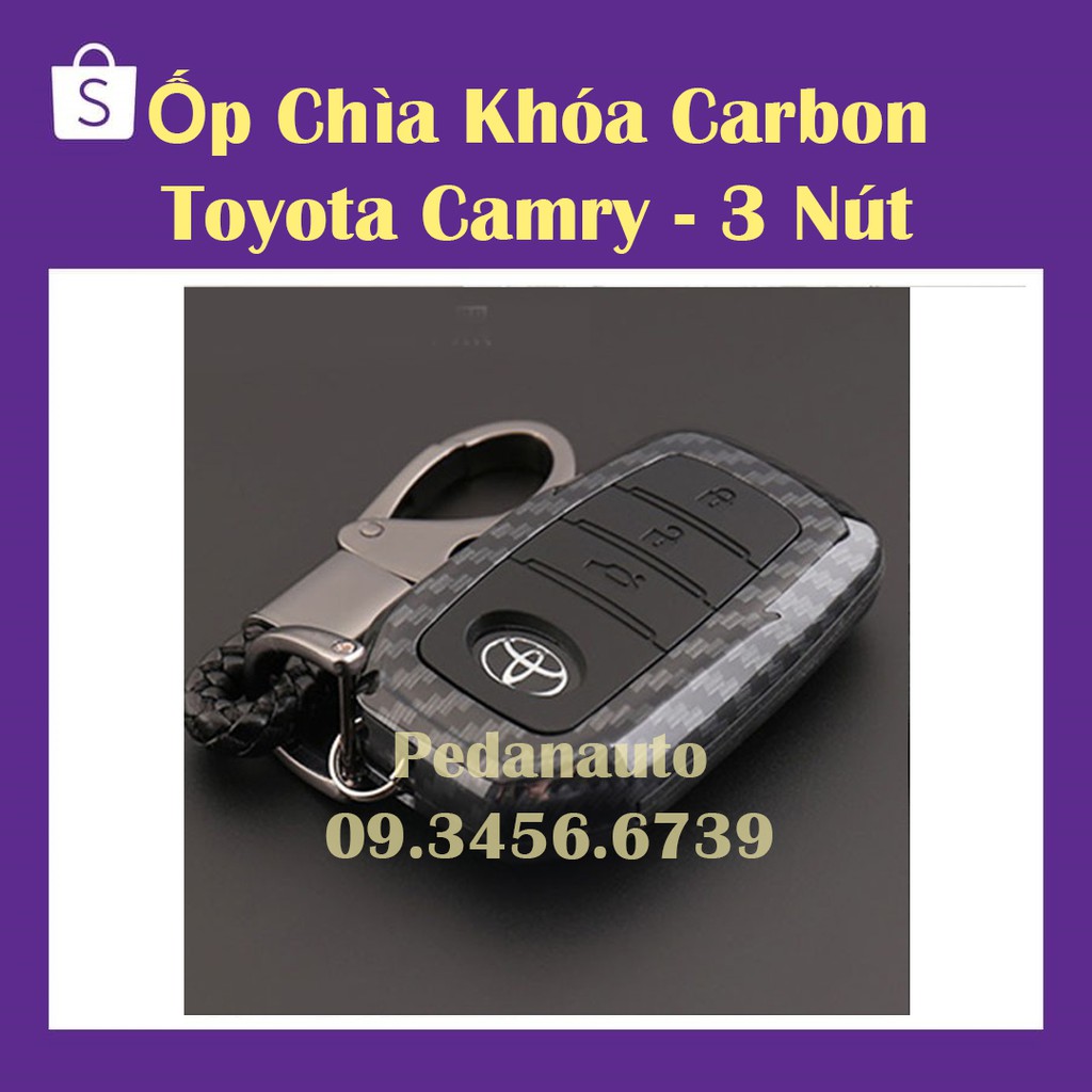 Ốp Chìa Khóa Carbon Xe Toyota Fortuner/Camry 2018 - kèm móc treo