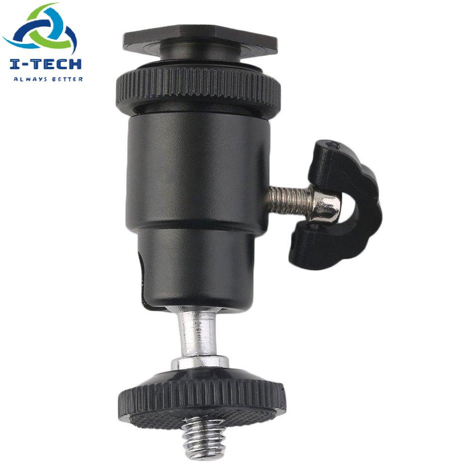 Mini Ball Head 1/4" Dual Nuts Flash Bracket Mount Screw For Camera Tripod