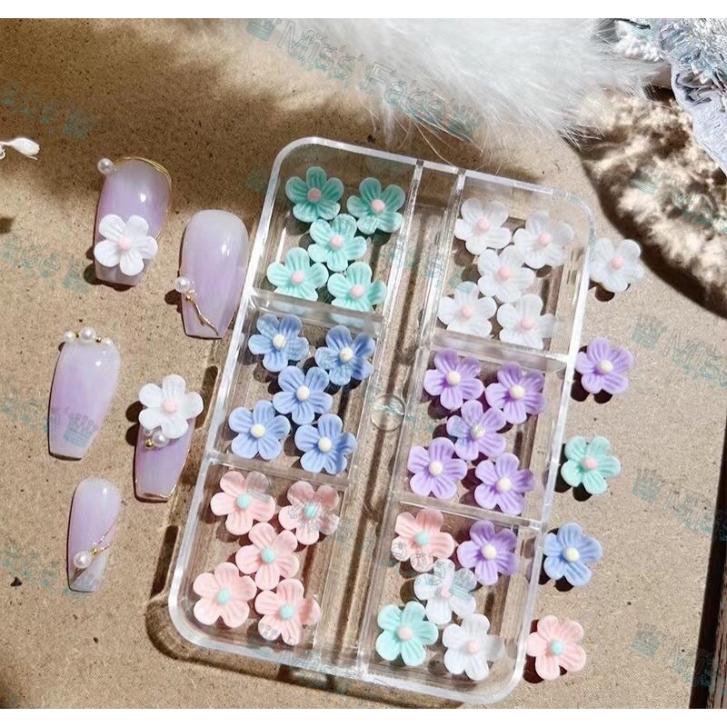 Khay hoa 6 màu đính móng tiện lợi