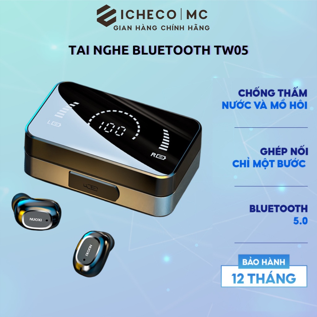 Tai nghe bluetooth không dây ICHECO T05 nhét tai true wireless chống nước màn hình led