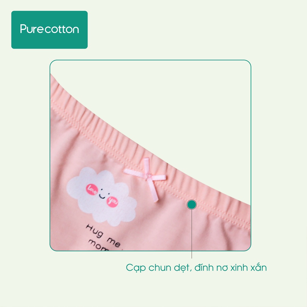 Combo 4 quần lót bé gái Purecotton chất liệu cotton cao cấp dáng tam giác PC034