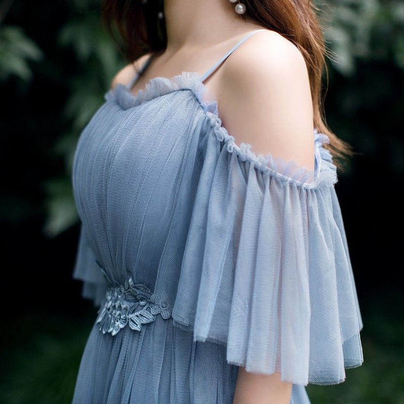 Đầm Phù Dâu Dáng Chữ A Thêu Họa Tiết Dễ Thương Dành Cho Nữ