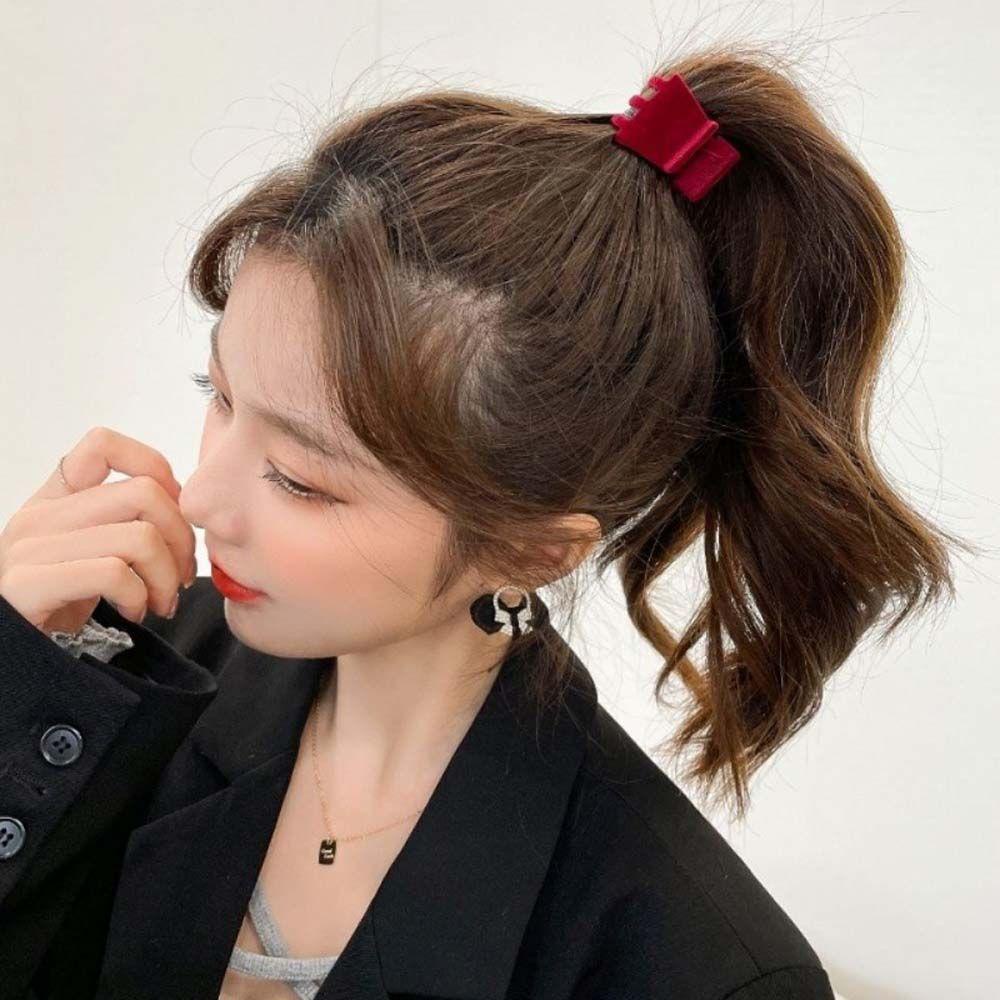 Kẹp Tóc Càng Cua Bằng Nhung Màu Đỏ Thời Trang Cho Nữ