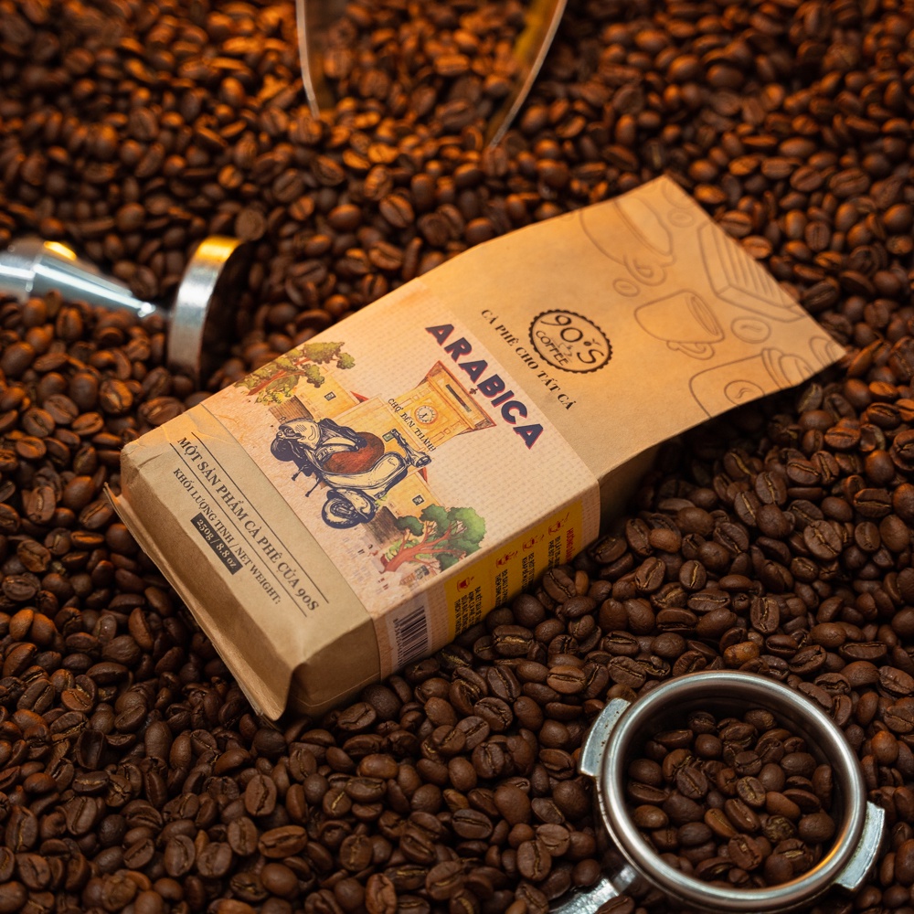 Túi 250Gr Cà Phê Arabica Gu Đắng Nhẹ Chua Thanh Hậu Vị Ngọt Nguyên Chất Rang Mộc |100% Cà Phê Sạch| 90S Coffee Vietnam