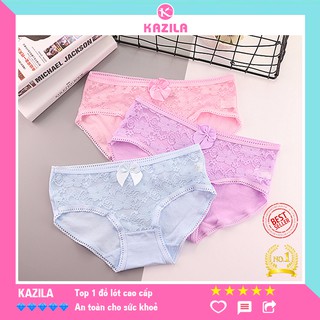 Quần lót nữ cotton dễ thương freesize, quần chip nữ viền ren phối nơ xinh kiểu Nhật Kazila QLH4
